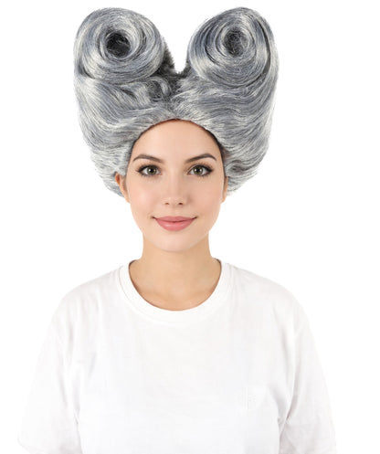 Women’s Supermodel Horn-shaped White Hair Updo Full Wig I Perfect for Halloween I Flame-retardant Synthetic Fiber