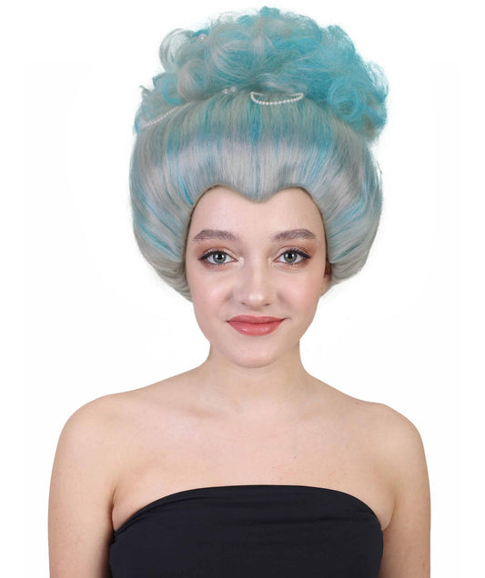 Adult Women's 18th Century Pearl  Blue Baroque Marie Wig| Perfect for Halloween| Flame-retardant Synthetic Fiber