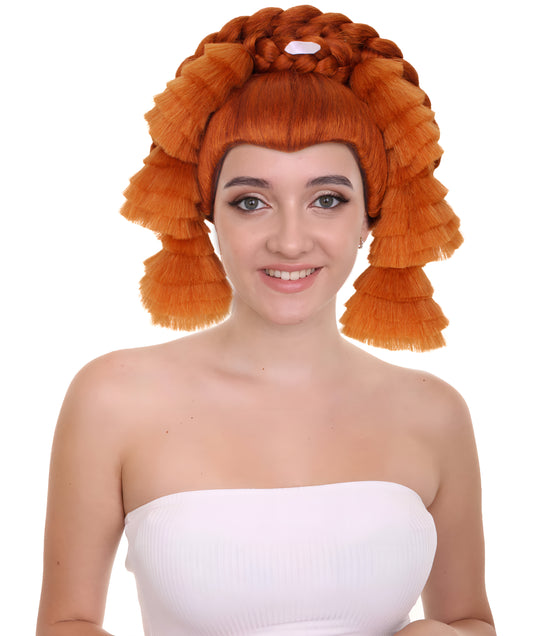 Women's Beehive Ginger Color Braided Bun Wig | Perfect for Halloween | Flame retardant Synthetic Fiber