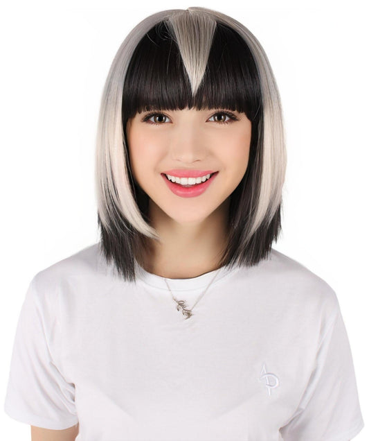 Women's Protagonist Gaming Character Short Silver Bob Wig | Perfect for Halloween | Flame retardant Synthetic Fiber