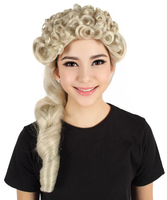 HPO Women's Vintage Retro Ringlet Blonde Wig| Perfect for Halloween| Flame-retardant Synthetic Fiber