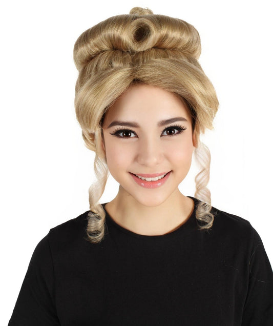 HPO Women's Blonde Updo Wig,Perfect for Halloween,Flame-retardant Synthetic Fiber