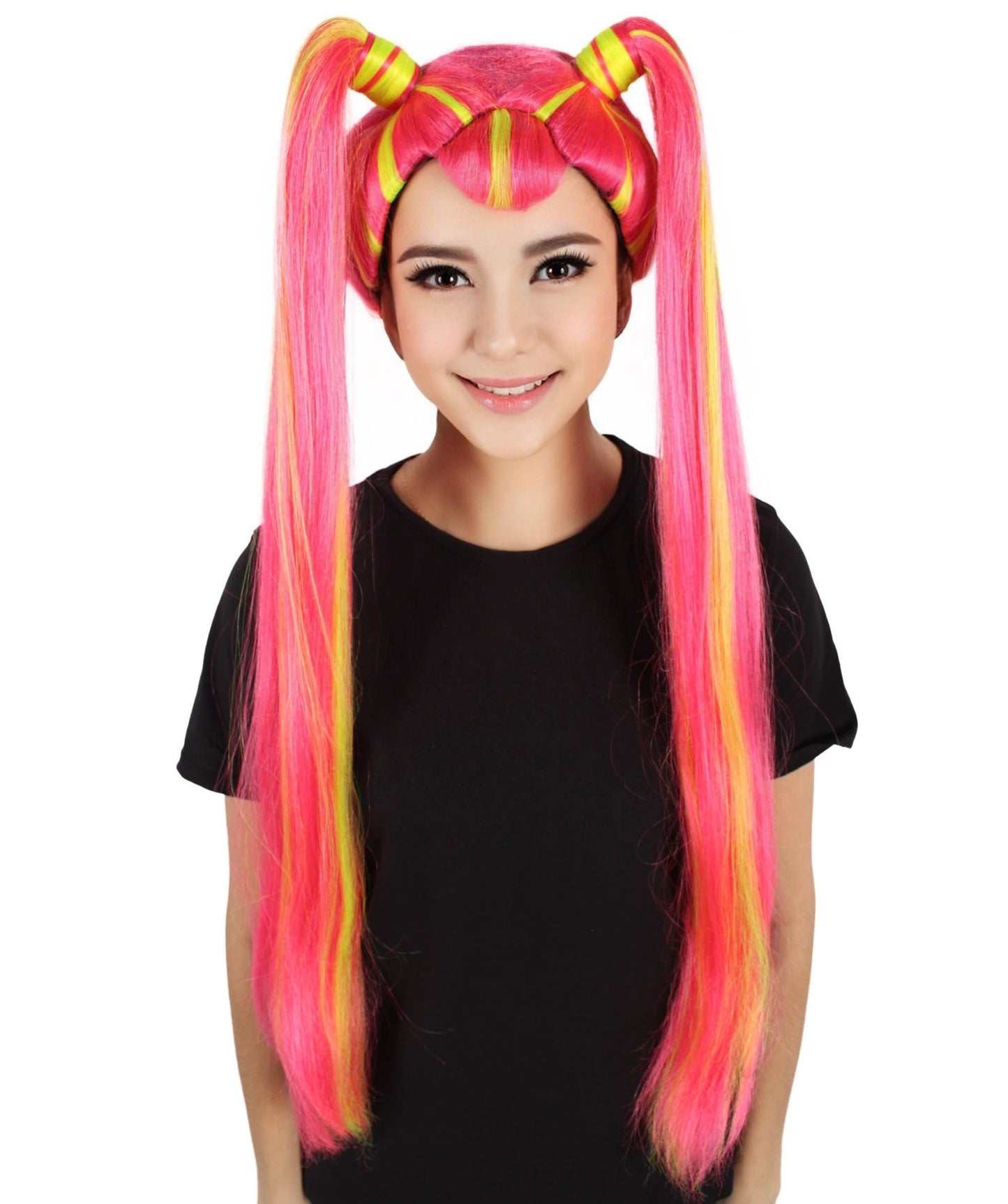 HPO Women's Long Red Pigtail Wig | Perfect for Halloween | Flame-retardant Synthetic Fiber