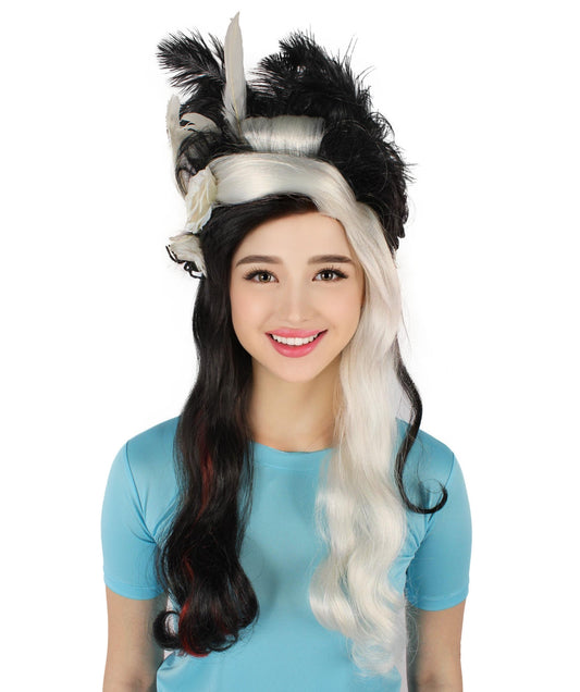 HPO Adult Women's Wicked Cruel Character Black and White Wig| Perfect for Halloween| Flame-retardant Synthetic Fiber