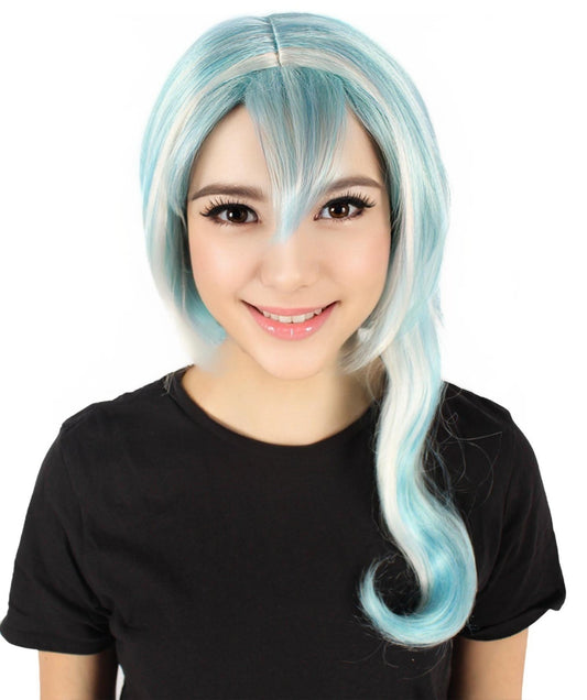 HPO Adult Women's Gaming Character Powder Blue Wig| Perfect for Halloween| Flame-retardant Synthetic Fiber