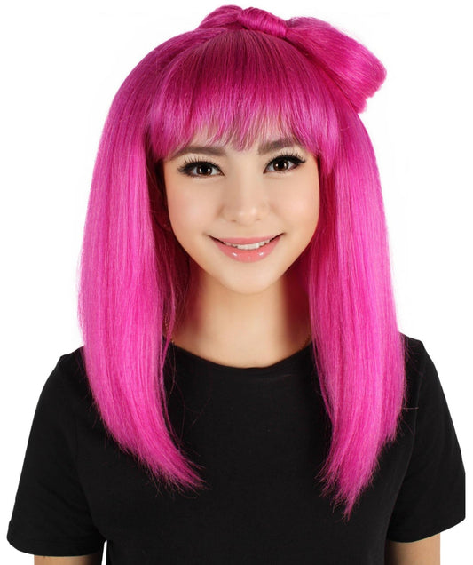 HPO Adult Women's Shoulder Length Short Purple Doll Wig| Perfect for Halloween| Flame-retardant Synthetic Fiber