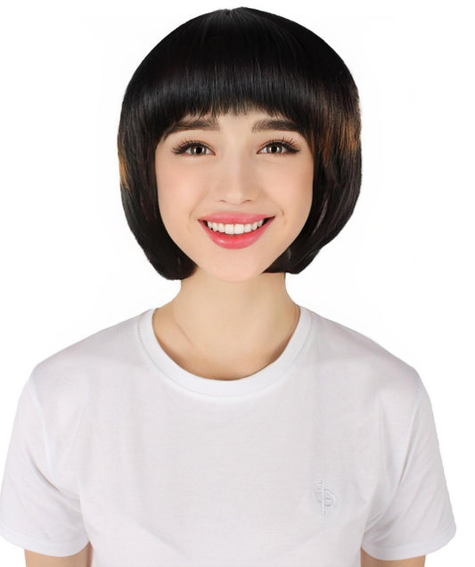 HPO Adult Women's Short Straight Glueless Bob Cut Wig| Perfect for Cosplay| Flame-retardant Synthetic Fiber