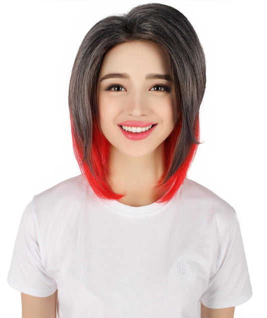HPO Adult Women’s American Comic Book Character Short Black Wig| Perfect for Halloween| Flame-retardant Synthetic Fiber