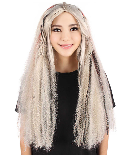 HPO Women's Long Puffed Gray Wig I Flame-retardant Synthetic Fiber