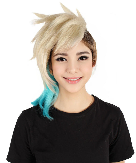 Adult Women's Video Game Side Shaved Wig| Halloween and Cosplay Wig| Flame-retardant Synthetic Fiber