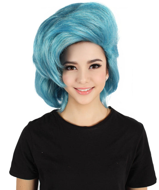 HPO Women's 80's Rockstyle Blue Vintage Wig I Flame-retardant Synthetic Fiber