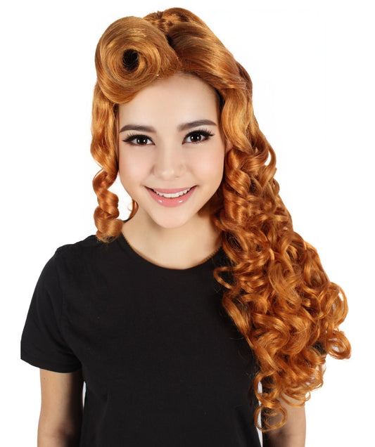 HPO Women's Fairytale Cartoon Small Girl Long Brown Wig I Flame-retardant Synthetic Fiber