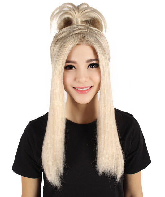 HPO Women's Blonde High Ponytail Wig,Perfect for Halloween ,Flame-retardant Synthetic Fiber