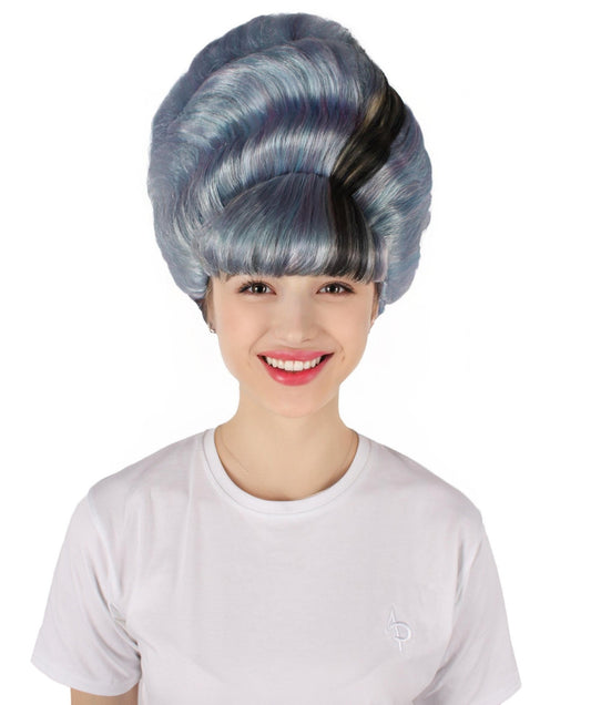 HPO Women's French Blue Drag Wig I Perfect for Halloween I Flame-retardant Synthetic Fiber