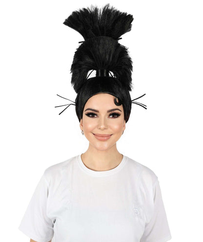 HPO Women's Black High Ponytail Wig I Perfect for Halloween Party I Flame-retardant Synthetic Fiber