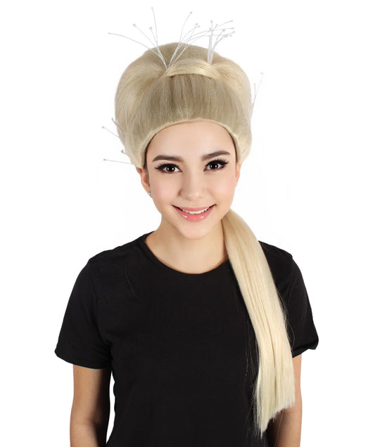 HPO Women's Blonde Updo Bun Wig I Perfect for Halloween I Flame-retardant Synthetic Fiber