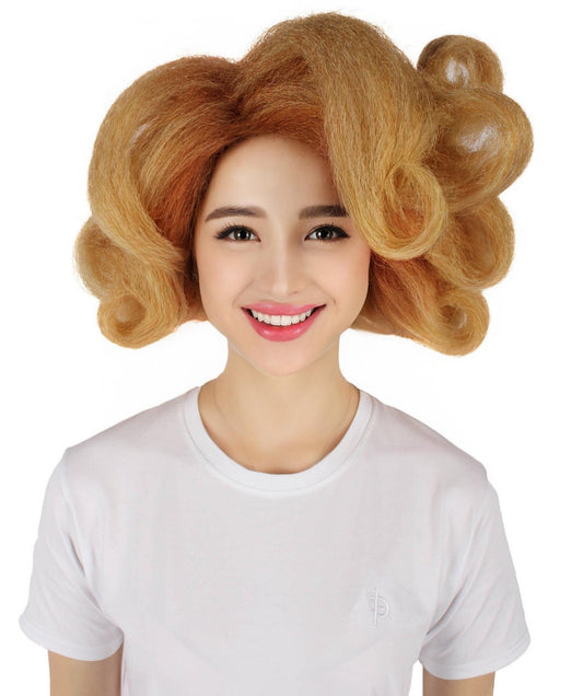 HPO Women's Brown Color Fluffy Curl Wig Perfect for Halloween, Flame-retardant Synthetic Fiber
