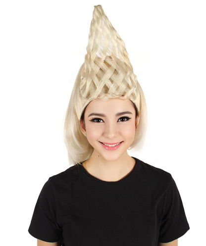 HPO Women's White Ponytail Basket Braid Wig,Perfect for Halloween , Flame-retardant Synthetic Fiber