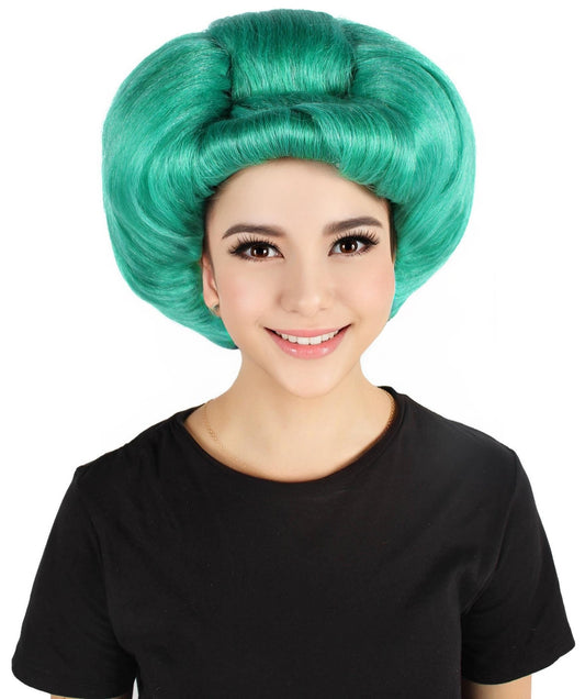 HPO Women's Green Space Girl Wig, Perfect for Halloween, Flame-retardant Synthetic Fiber