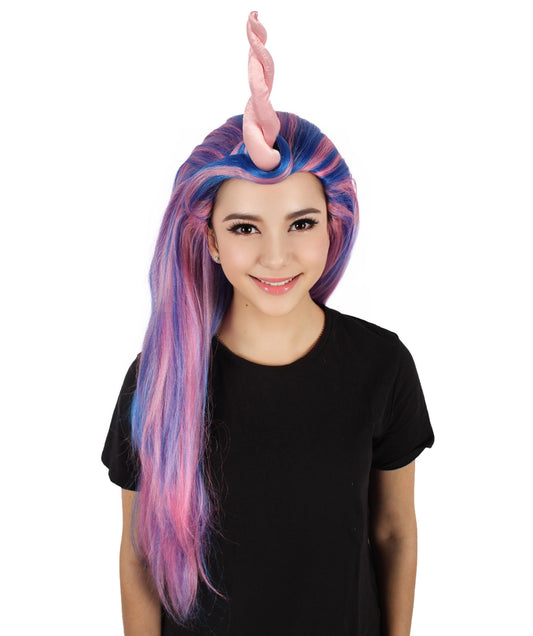 HPO Women's Long Fairytale Two Tone Wig I Unicorn Halloween Wig I Flame-retardant Synthetic Fiber