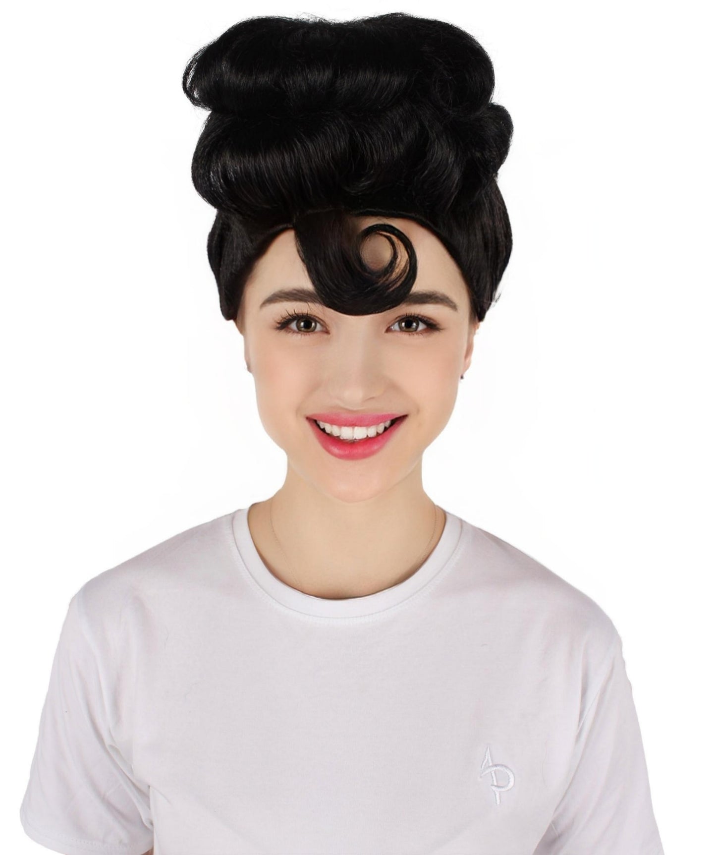 HPO Women's American Singer Black High Bun Wig I Halloween Wig I Flame-retardant Synthetic Fiber