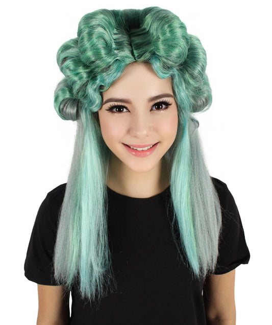 HPO Women's Green Color Caterpillar Horn Wig I Cosplay Wig I Flame-retardant Synthetic Fiber