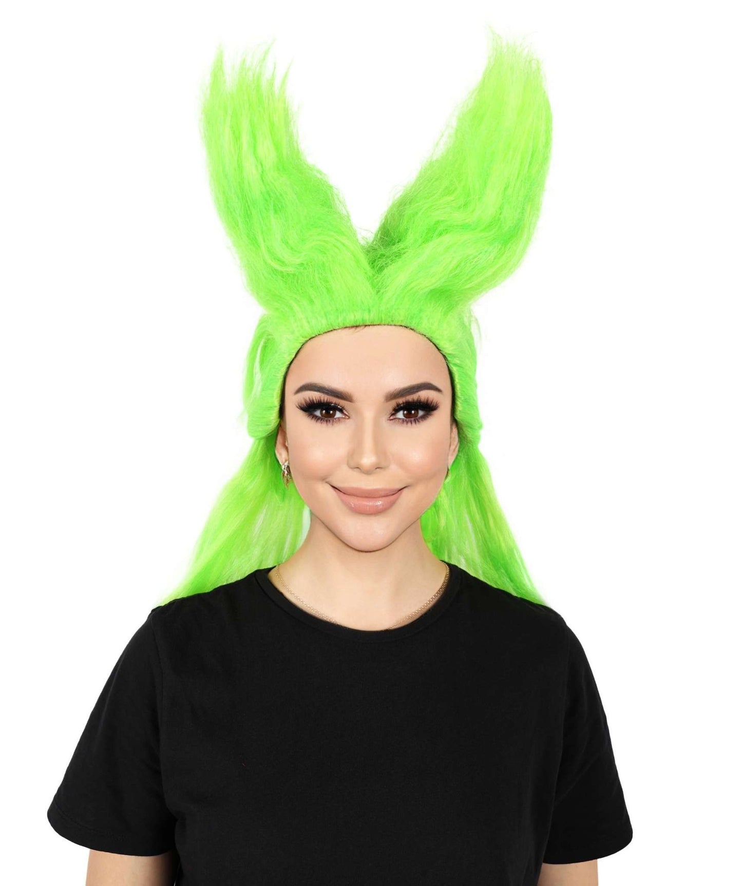 HPO Women's Green Drag Queen Wig I Halloween Wig I Flame-retardant Synthetic Fiber