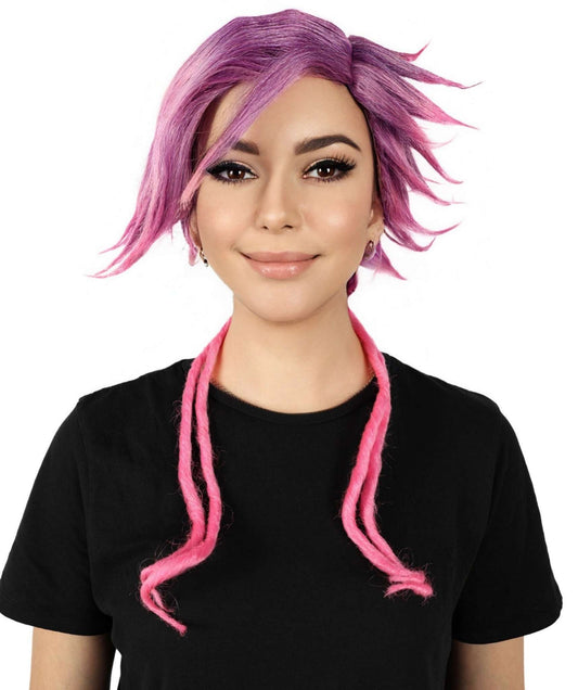 HPO Women’s Animated Game Series Pink Pixie Wig | Perfect for Halloween | Flame-retardant Synthetic Fiber