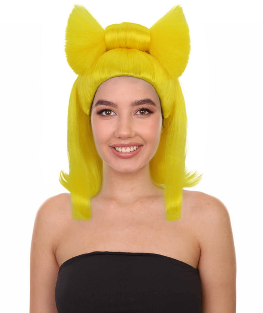 HPO Adult Women's Yellow Canadian-British Drag Queen Updo Wig I Cosplay Wig I Flame-retardant Synthetic Fiber