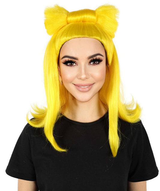 HPO Women's Yellow Canadian-British Drag Queen Updo Wig I Cosplay Wig I Flame-retardant Synthetic Fiber