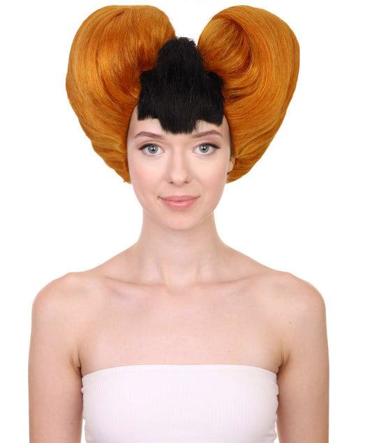 HPO Adult Women's Orange & Black Drag Queen Heart Wig I Cosplay Wig I Flame-retardant Synthetic Fiber