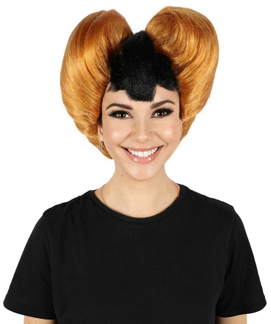 HPO Women's Orange & Black Drag Queen Heart Wig I Flame-retardant Synthetic Fiber