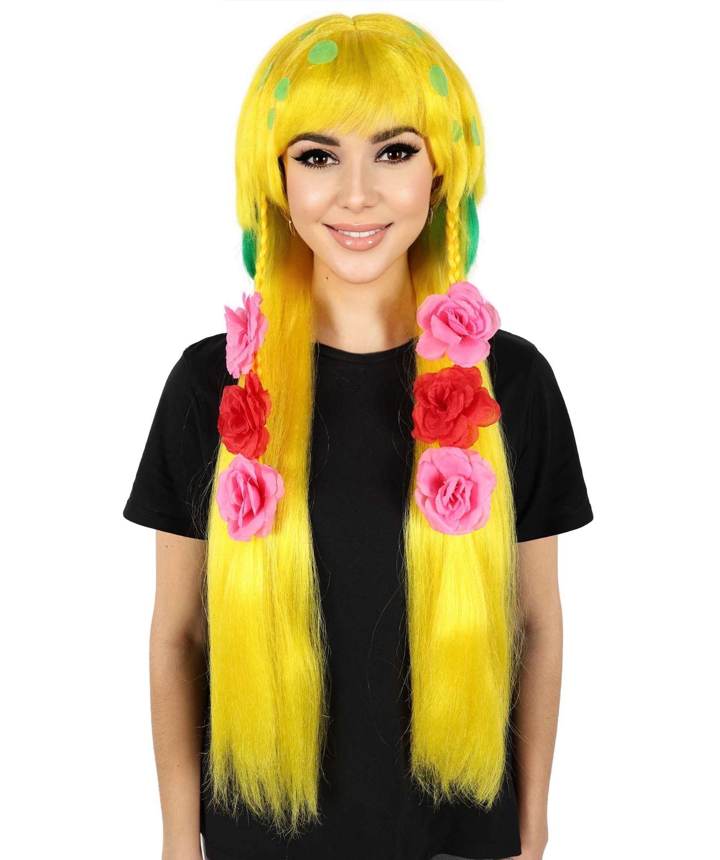 HPO Women's Yellow & Green Sea Cartoon Long Bob Wig I Cosplay Wig I Flame-retardant Synthetic Fiber