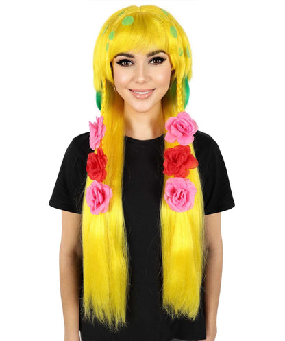 HPO Women's Yellow & Green Sea Cartoon Long Bob Wig I Cosplay Wig I Flame-retardant Synthetic Fiber