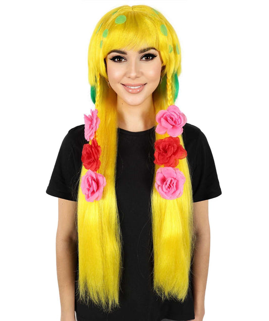 HPO Women's Yellow & Green Sea Cartoon Long Bob Wig I Cosplay Wig I Flame-retardant Synthetic Fiber