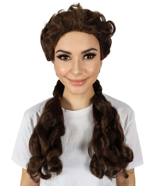 HPO Women's Fictional Charcter Medium Brown Pigtails Wig I Halloween Wig I Flame-retardant Synthetic Fiber