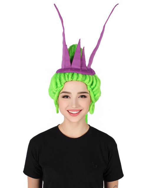 HPO Women's Tv Musical Movie Antagonist Green Troll Long Pony  Wig I Flame-retardant Synthetic Fiber