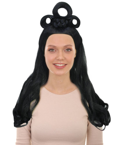 HPO Women's Long Curl Wig with Ring , Multiple Color Options , Flame-retardant Synthetic Fiber