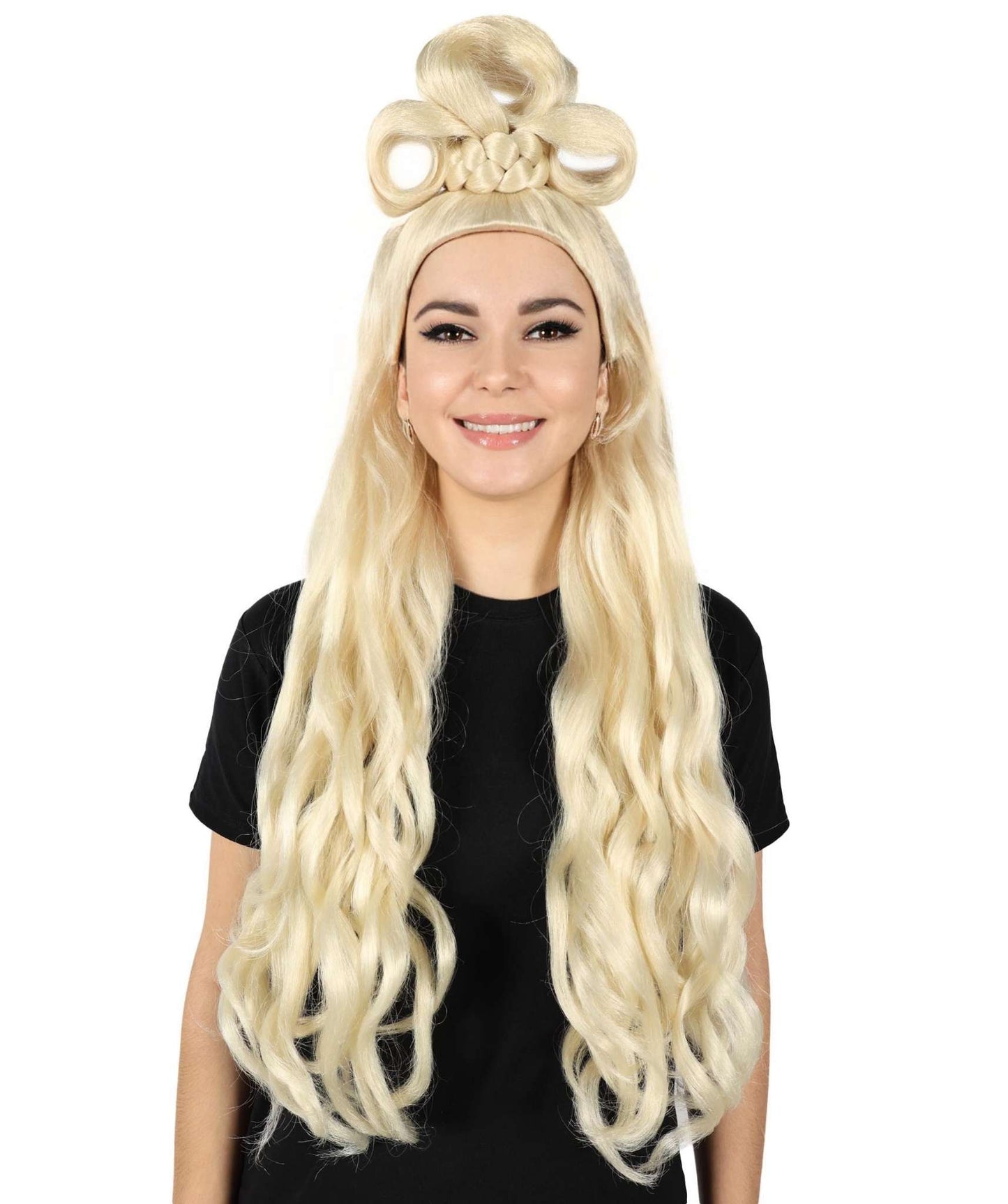 HPO Women's Long Curl Wig with Ring , Multiple Color Options , Flame-retardant Synthetic Fiber