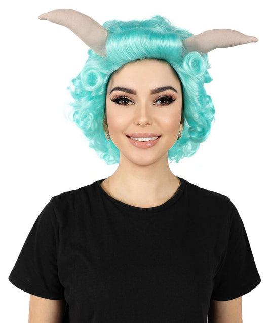 HPO Women's Dramatic Devil Horn Short Curly Wig Multiple Color Options | Flame-retardant Synthetic Fiber