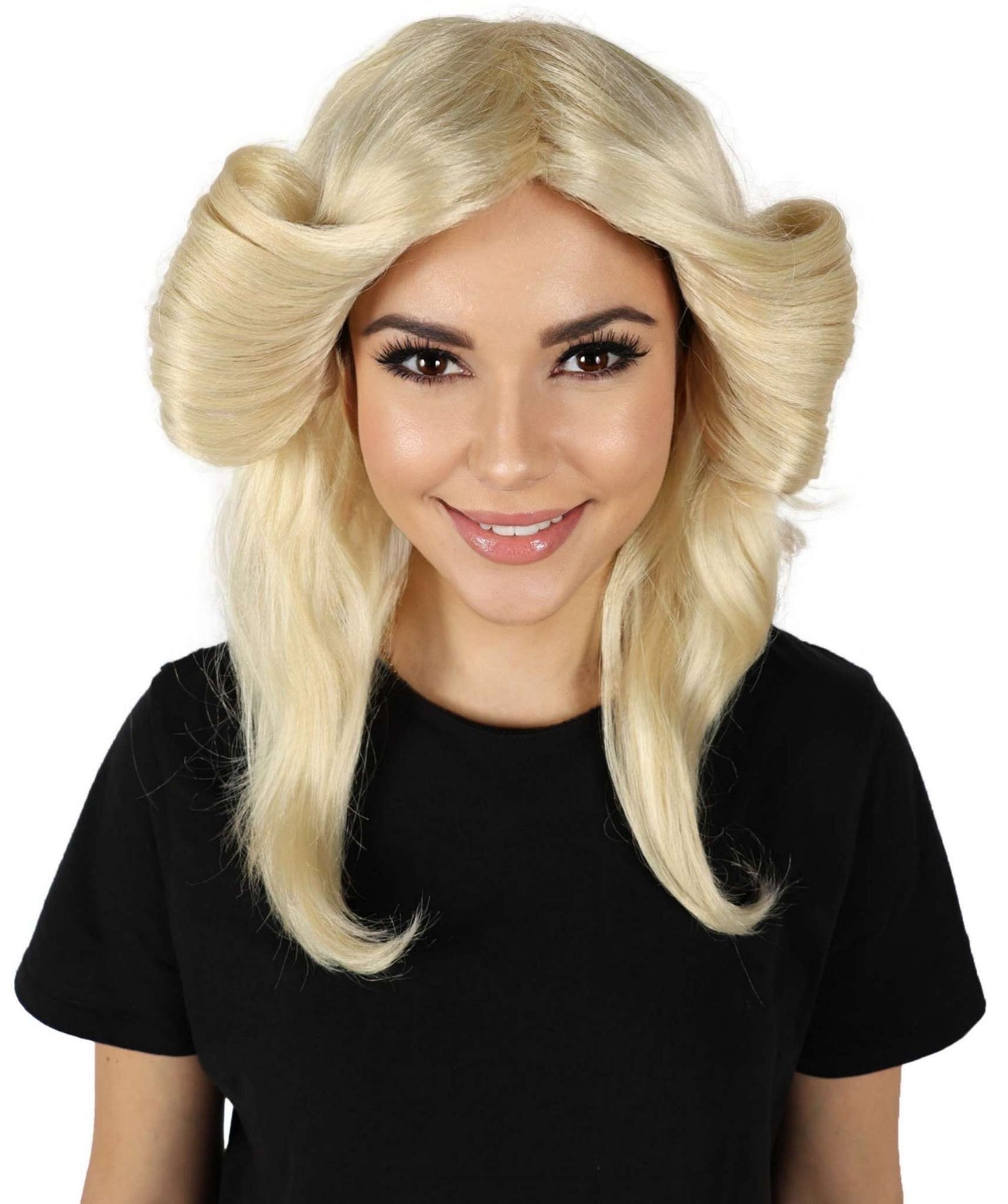 HPO Women's 70's Flick Multiple Color Retro Wig, Flame-retardant Synthetic Fiber