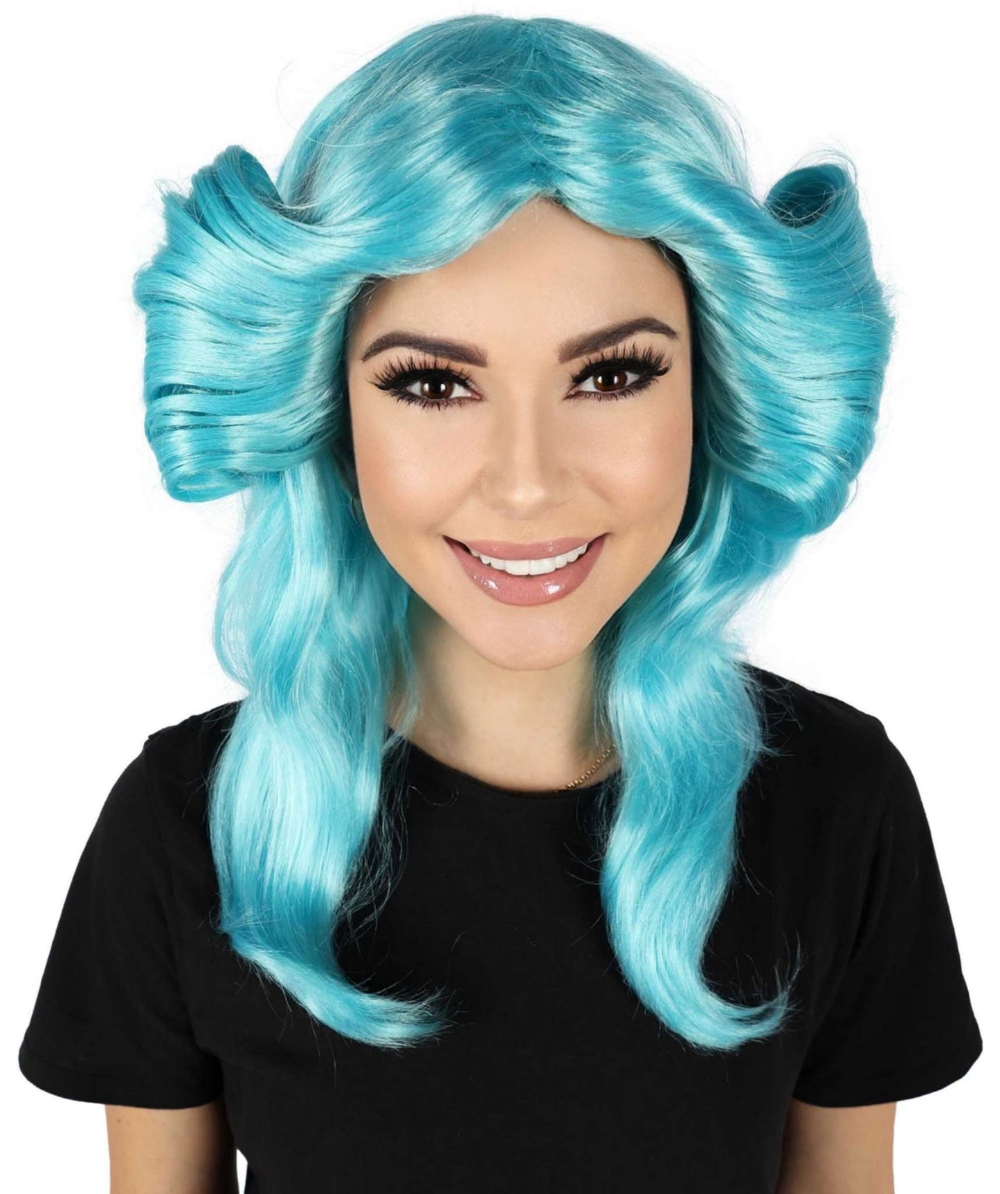 HPO Women's 70's Flick Multiple Color Retro Wig, Flame-retardant Synthetic Fiber