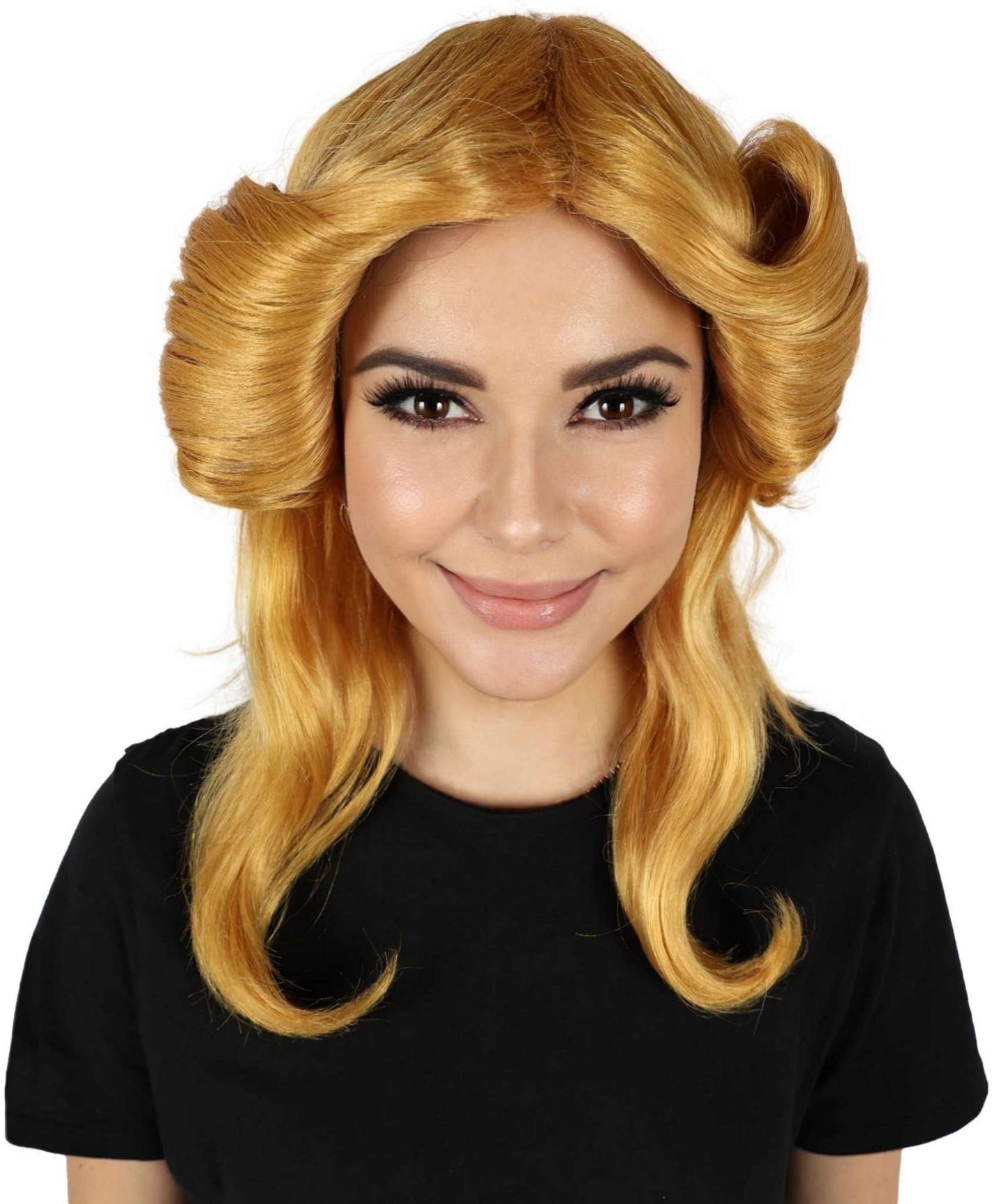 HPO Women's 70's Flick Multiple Color Retro Wig, Flame-retardant Synthetic Fiber