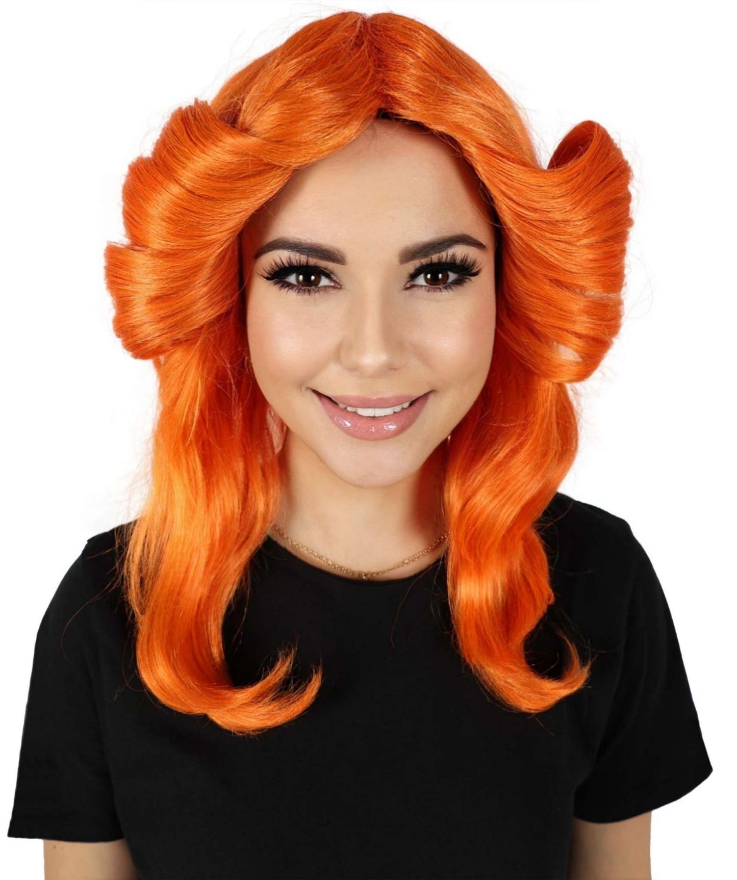 HPO Women's 70's Flick Multiple Color Retro Wig, Flame-retardant Synthetic Fiber