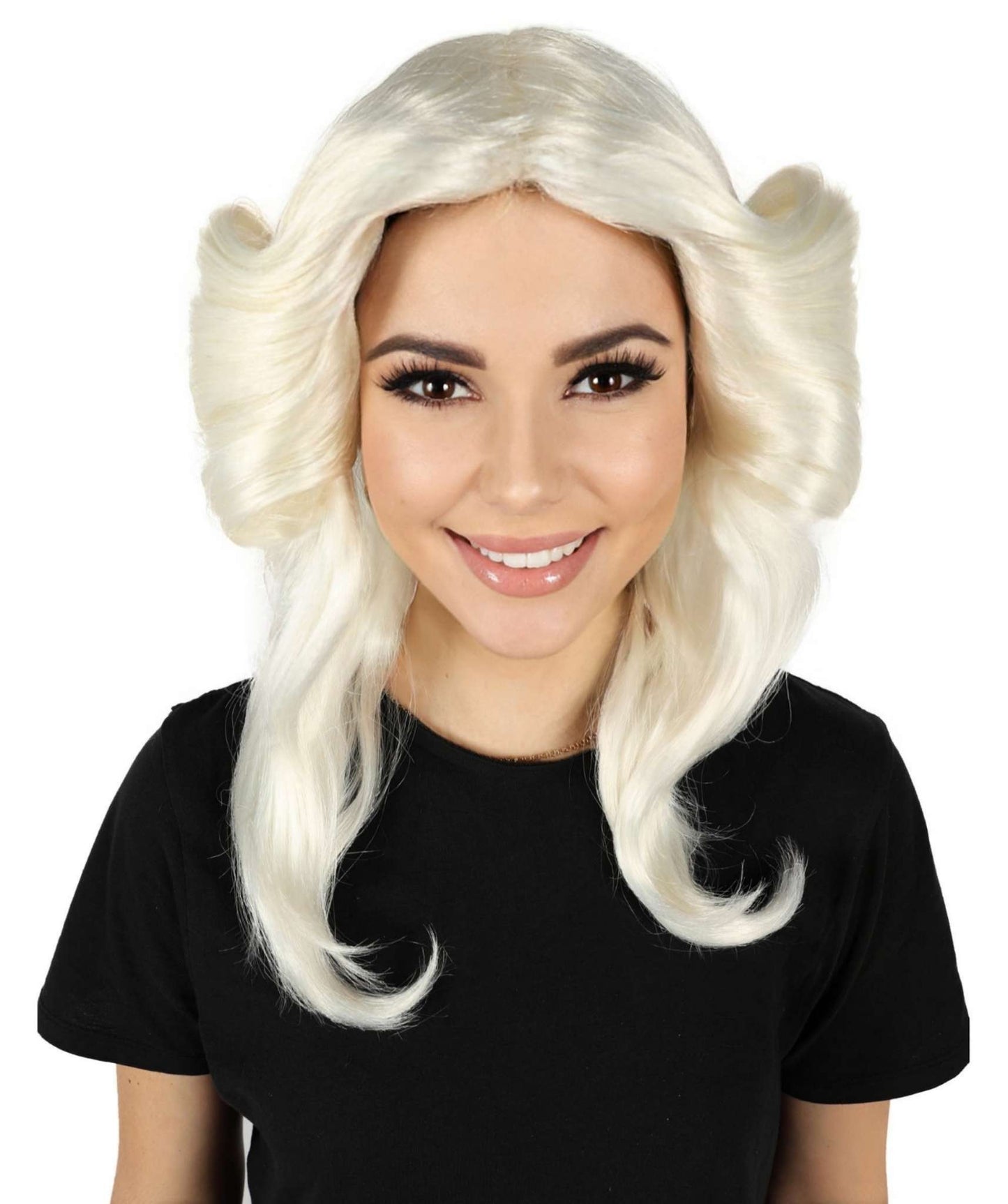 HPO Women's 70's Flick Multiple Color Retro Wig, Flame-retardant Synthetic Fiber