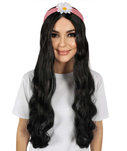 HPO Women's 60's Long Multiple Hippie Groovy Wig, Flame-retardant Synthetic Fiber