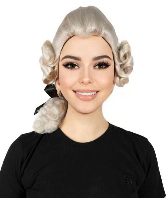 HPO Women Heian Mystara Curly White and Blonde Wig| For Party and Halloween | Flame-retardant Synthetic Fiber | Breathable Capless Cap |