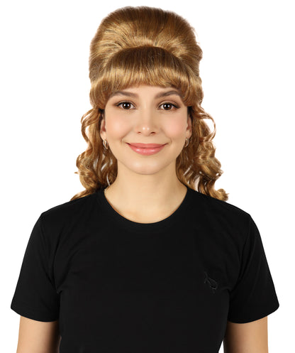 HPO Women's Class 60's Brown Half Updo Wig with Ponytail | Halloween  Wig | Flame-retardant Synthetic Fiber