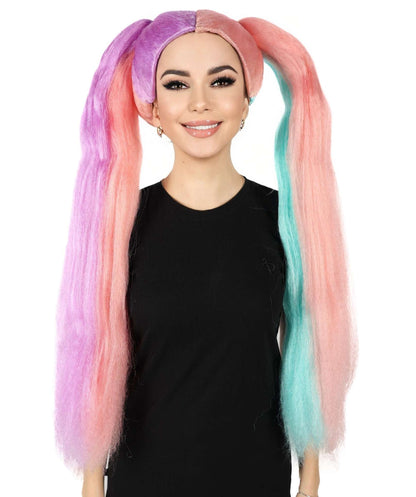 HPO Women's Straight Glamour Doll long Ponytail Multiple Wig | For Party and Halloween | Flame-retardant Synthetic Fiber | Premium Breathable Capless Cap |