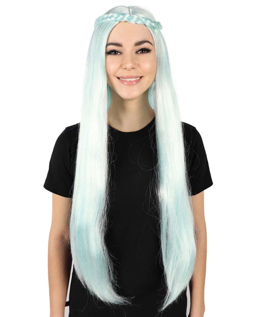 HPO Women's Straight Fashionista Light blue Wig | For Party and Halloween | Flame-retardant Synthetic Fiber | Premium Breathable Capless Cap |